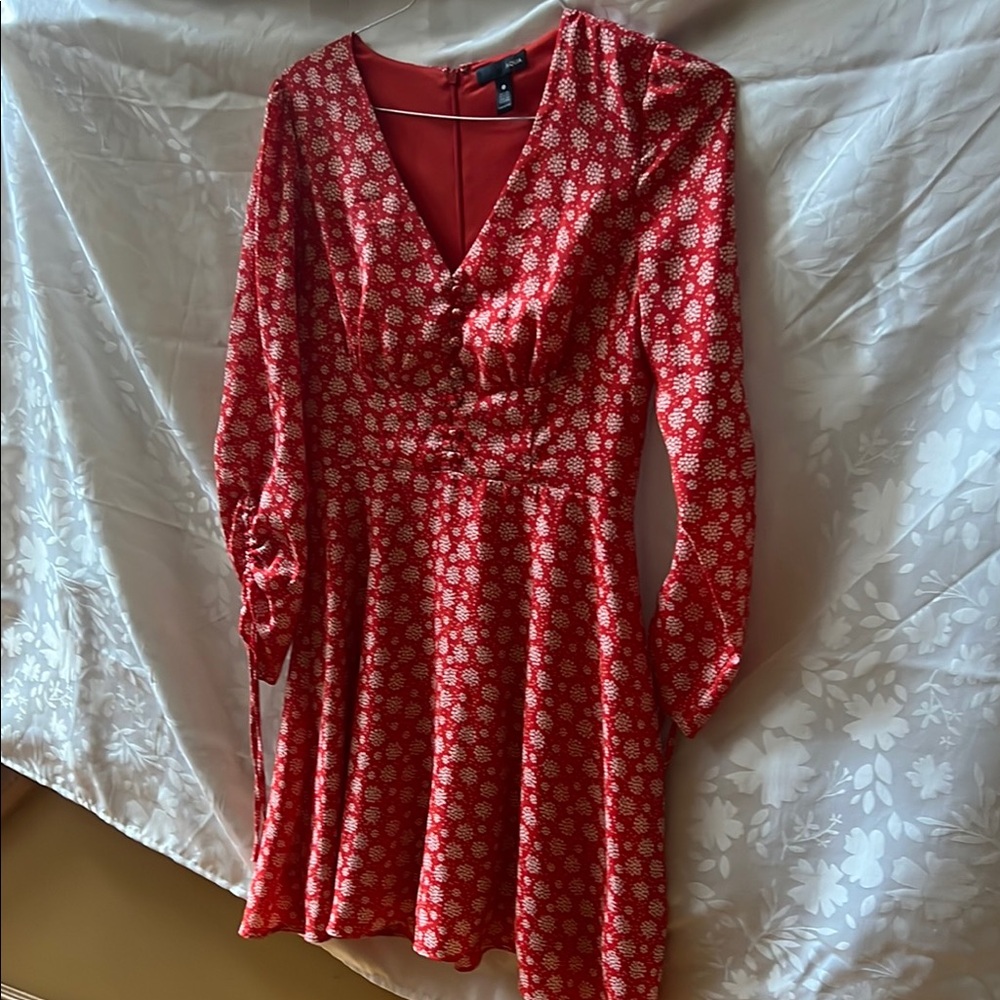 Aqua White and Orange Long Sleeve Dress